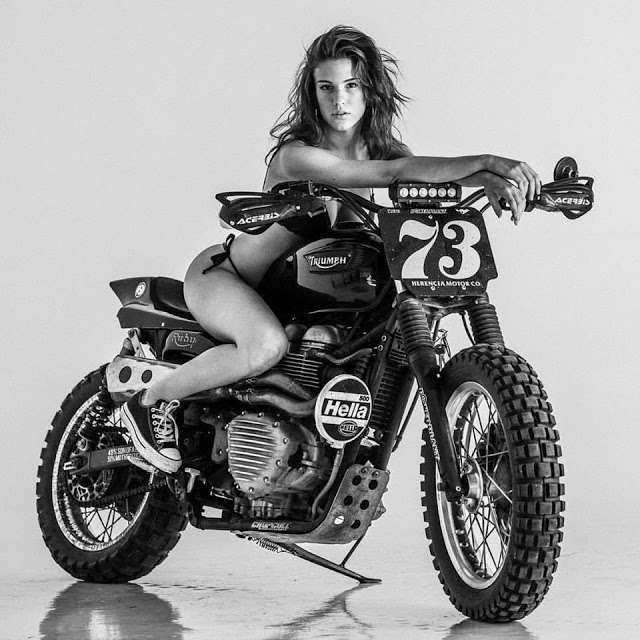Mercenary Garage Custom Motorcycle Workshop Triumph Flat Tracker Girl.jpg